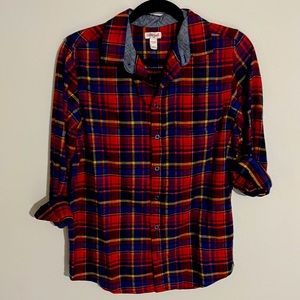 Cat & Jack Boys Long Sleeve Flannel Size XL (16) - Red/Blue/Yellow
